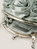 Monsoon kids' satin bag in sage with rose applique, UK version