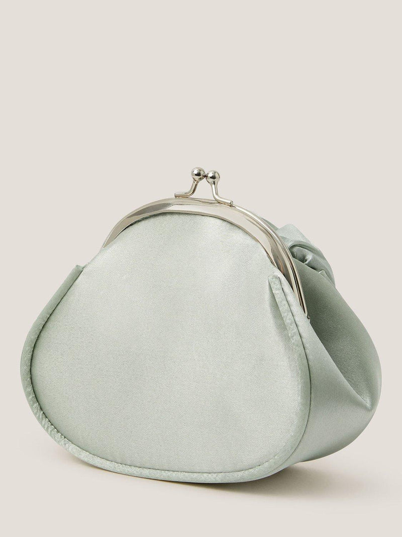 Monsoon kids' satin bag in sage with rose applique, UK version
