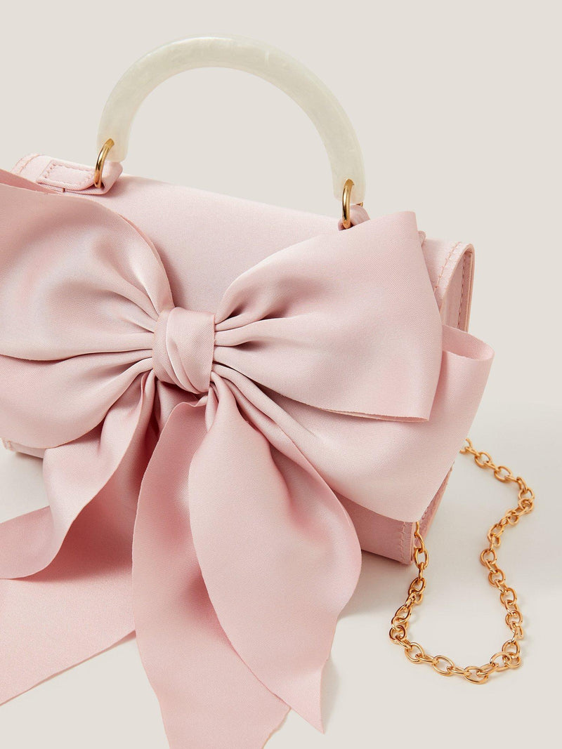 Monsoon kids satin bow bag dusky pink - British product