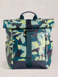 White Stuff Alex Abstract roll top backpack in blue - British product