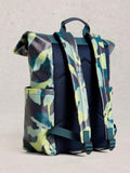 White Stuff Alex Abstract roll top backpack in blue - British product