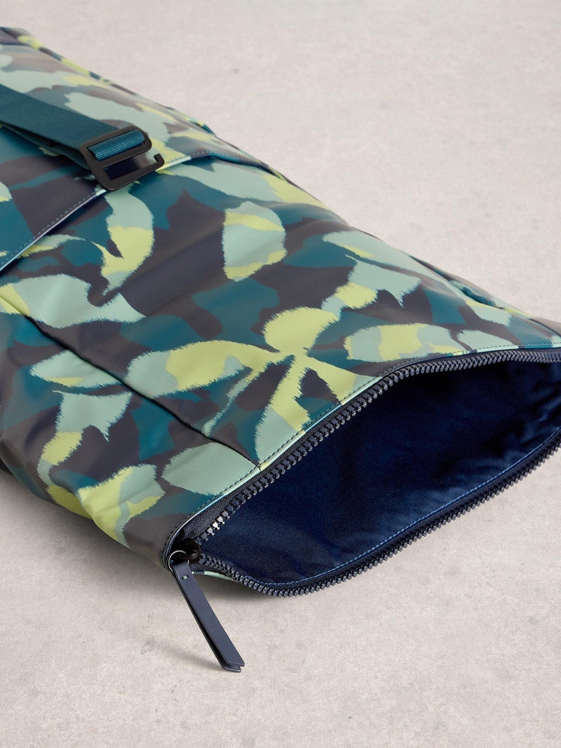 White Stuff Alex Abstract roll top backpack in blue - British product