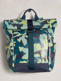 White Stuff Alex Abstract roll top backpack in blue - British product