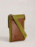 White Stuff Tiggy suede crossbody bag green, imported from the UK