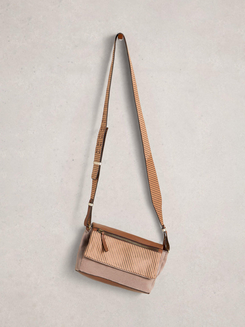 White Stuff Tiggy cross body bag in multi colour block, imported from the UK