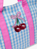 Angels by Accessorize mini cherry gingham tote bag blue (British brand)