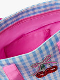 Angels by Accessorize mini cherry gingham tote bag blue (British brand)