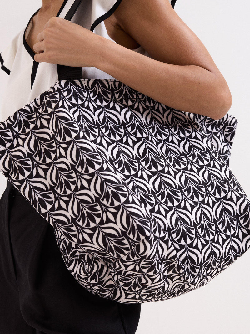 Phase Eight geometric beach bag black multi, imported from the UK