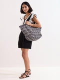 Phase Eight geometric beach bag black multi, imported from the UK
