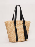Phase Eight neutral straw shopper bag with contrast strap (British brand)