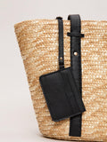 Phase Eight neutral straw shopper bag with contrast strap (British brand)