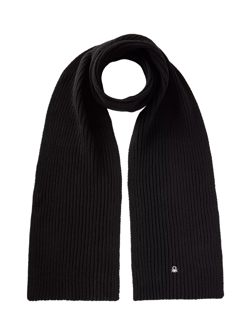 Benetton wool blend scarf black - British product