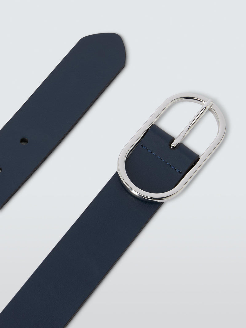 John Lewis leather belt navy silver, imported from the UK