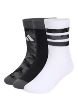 John Lewis adidas Kids Camo Ankle Socks Grey Six/Black/White Pack of 3- Buy online at McGrocer