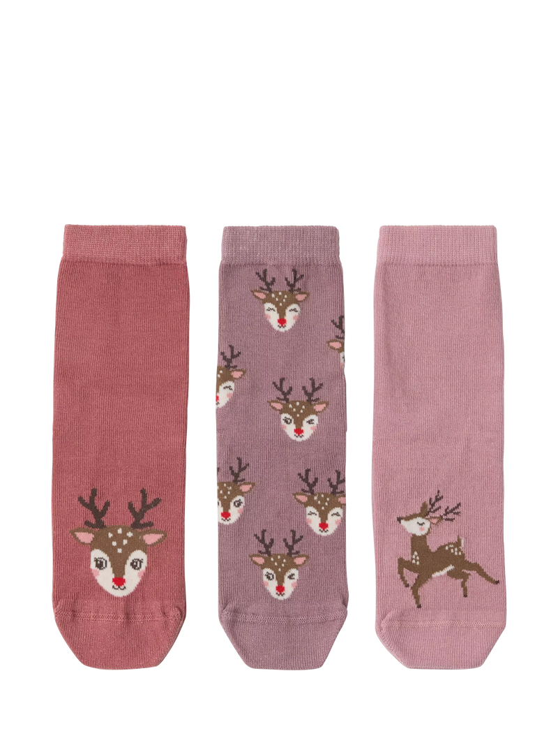 Lindex reindeer anti-slip socks pack of 3, imported from the UK