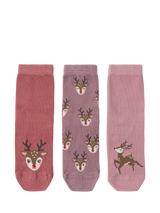 John Lewis Lindex Kids' Reindeer Anti Slip Ankle Socks, Light Dusty Pink, Pack of 3- Buy online at McGrocer