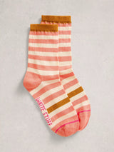 John Lewis White Stuff Block Stripe Ankle Socks Orange/Multi- Buy online at McGrocer