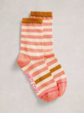 White Stuff block stripe ankle socks in Orange/Multi (British brand)