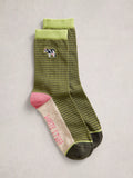 White Stuff green cow embroidered ankle socks (British brand)