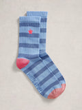 White Stuff star embroidered stripe ankle socks blue - British product