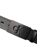Calvin Klein split leather plaque buckle belt, UK version