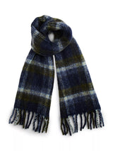 John Lewis Tommy Hilfiger Wool Blend Check Scarf, Blue/Multi- Buy online at McGrocer