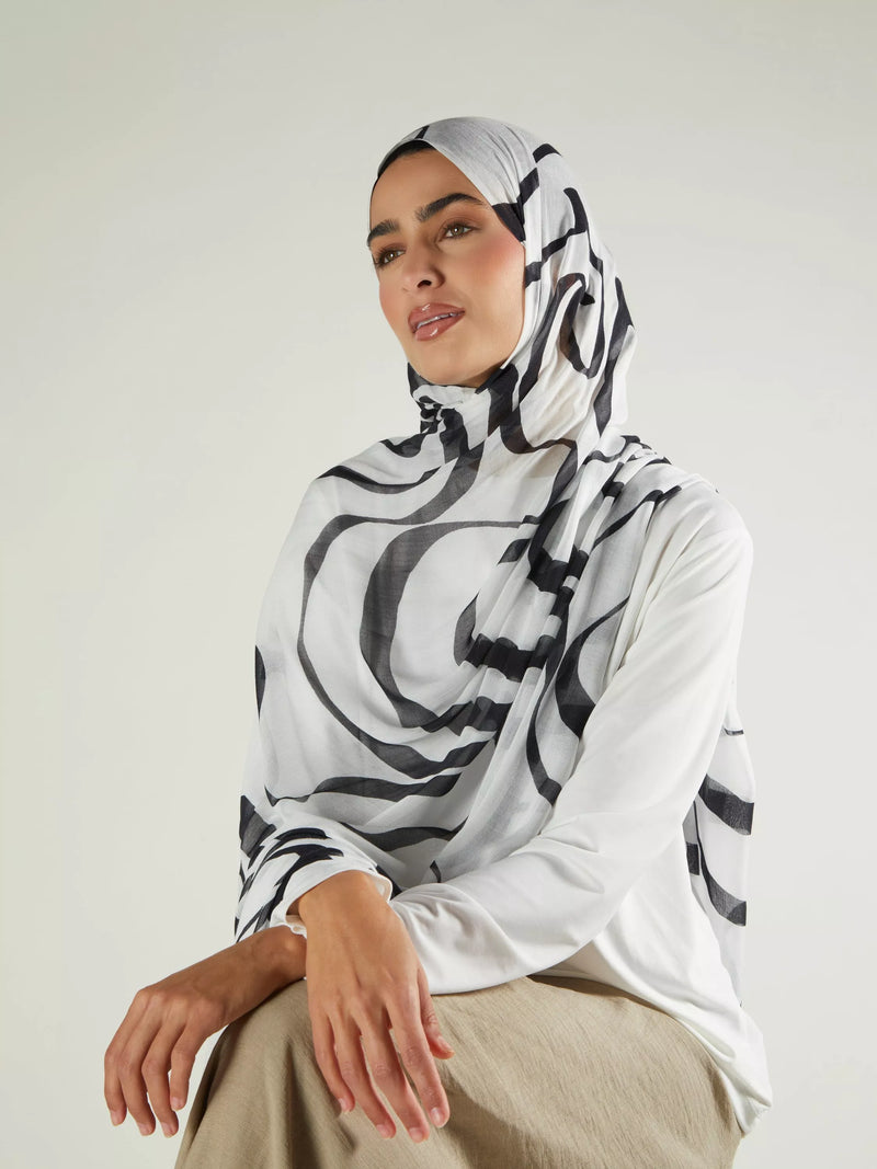 Aab premium modal hijab abstract ink print multi, UK version