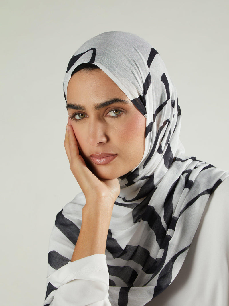 Aab premium modal hijab abstract ink print multi, UK version