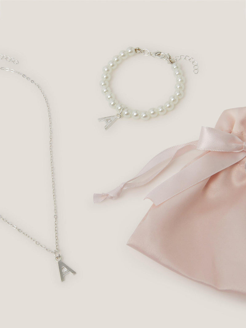 Monsoon kids initial jewellery set in multi, imported from the UK