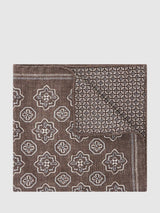John Lewis Reiss Gian Silk Floral Medallion Pocket Square, Chocolate Brown- Buy online at McGrocer