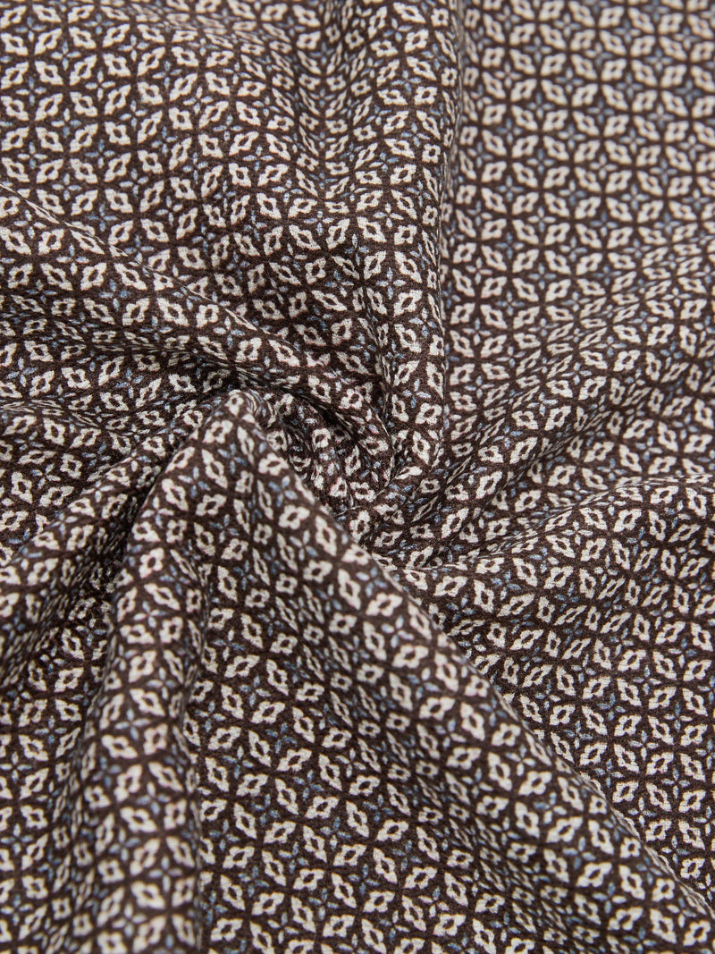 Reiss pocket square Chocolate Brown floral medallion silk (British brand)