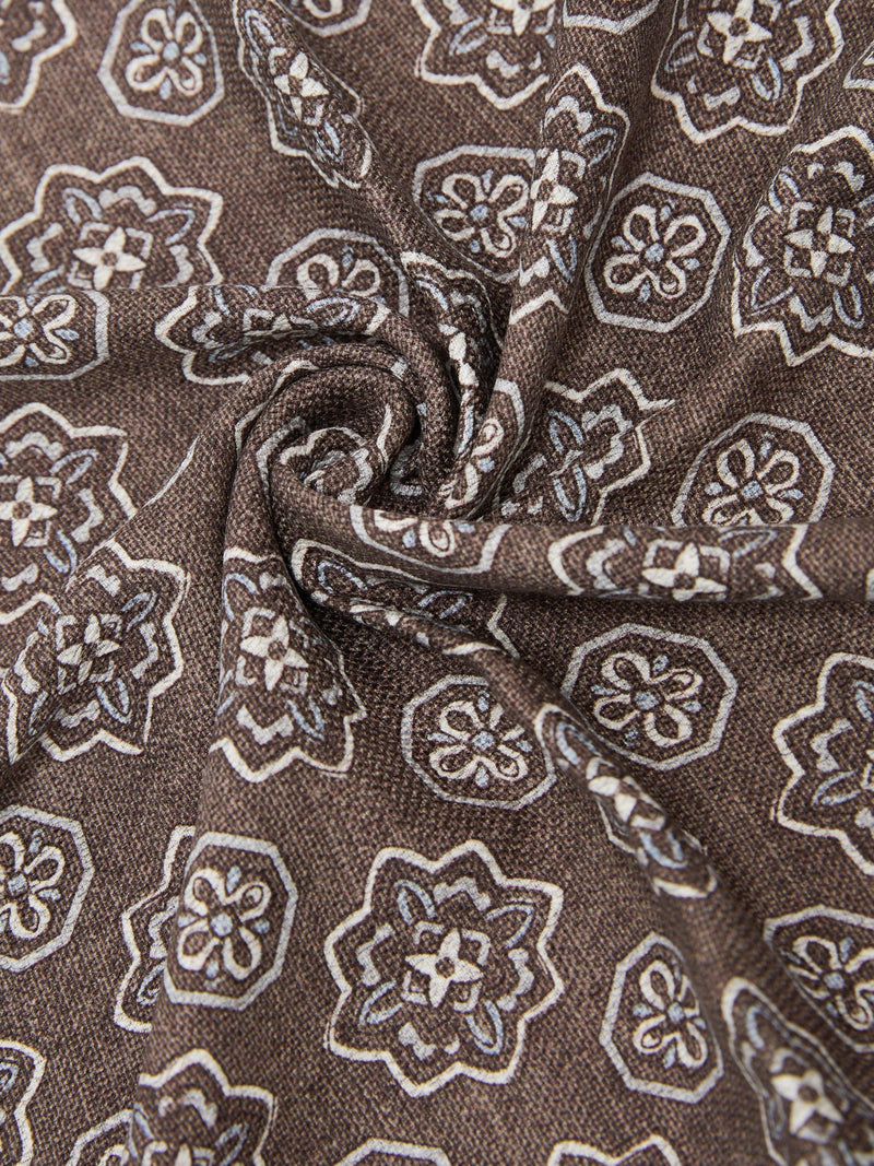 Reiss pocket square Chocolate Brown floral medallion silk (British brand)