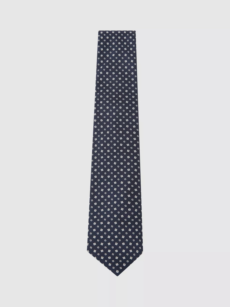 Reiss Dario silk blend tie in navy - British product