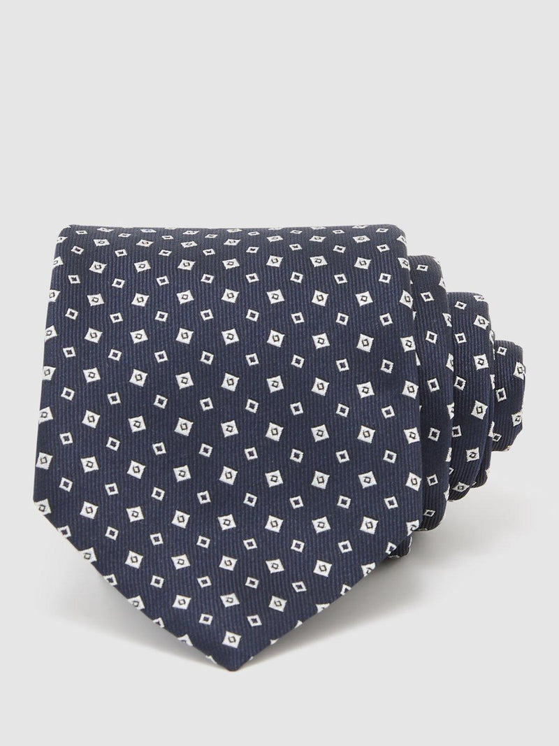 Reiss Dario silk blend tie in navy - British product