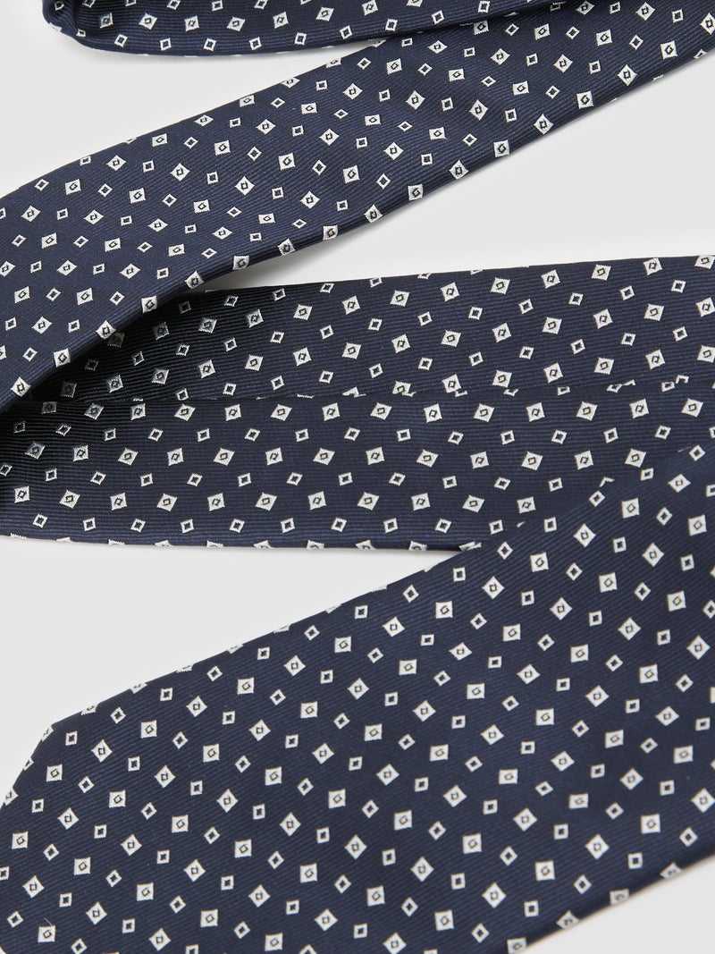 Reiss Dario silk blend tie in navy - British product