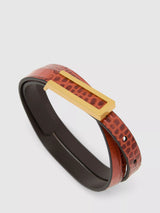 John Lewis Reiss Bronya Mock Croc Pure Leather Belt Tan- Buy online at McGrocer