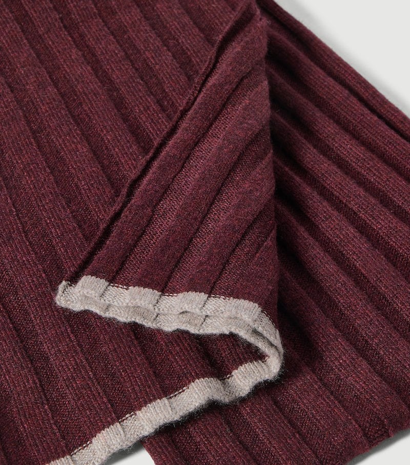 Brunello Cucinelli Kaschmirschal, Rippstrick, mit Kontraststreifen, 30x167cm, britische Version