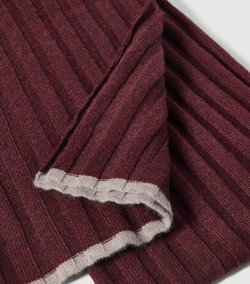 Brunello Cucinelli cashmere scarf rib-knit contrasting stripe 30x167cm, UK version
