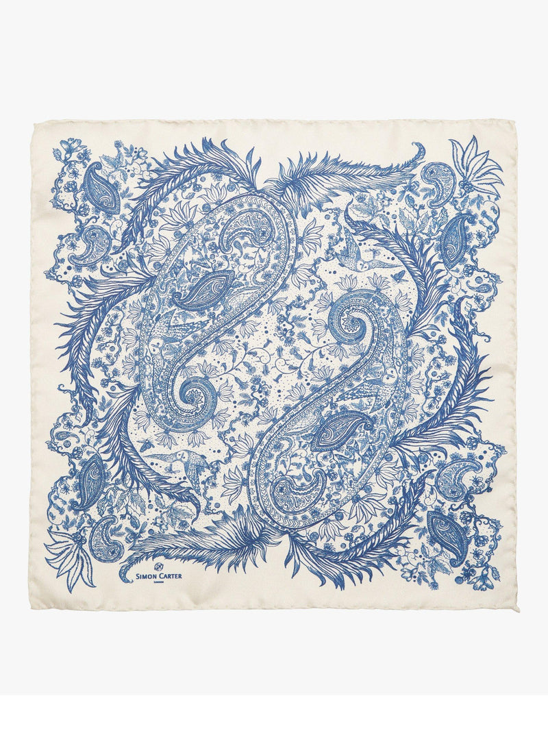 Simon Carter silk paisley pocket square, imported from the UK