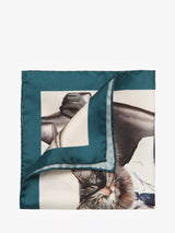 John Lewis Simon Carter Evil Cat Silk Pocket Square, Blue Multi- Buy online at McGrocer