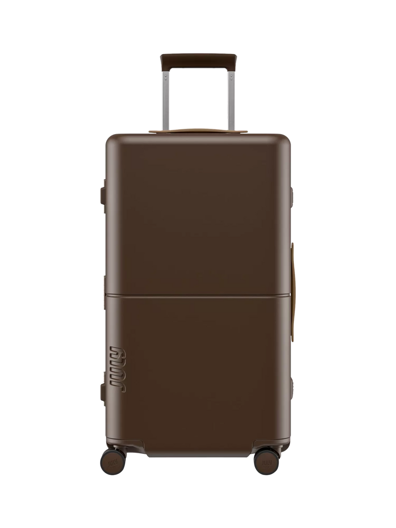 July Checked Trunk Leather 4-Wheel 72cm Large Suitcase