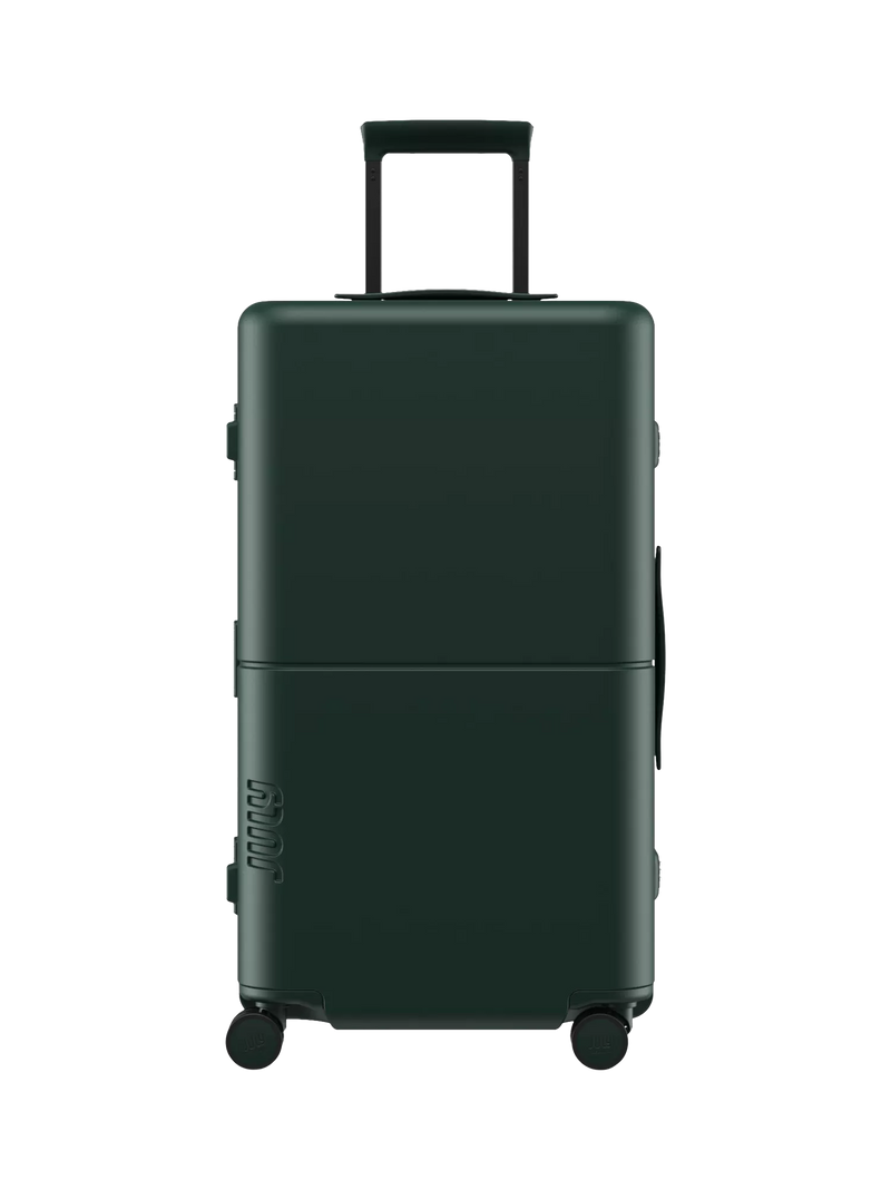 July Checked Trunk Leather 4-Wheel 72cm Large Suitcase