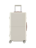 July Checked Trunk Leather 4-Wheel 72cm Large Suitcase
