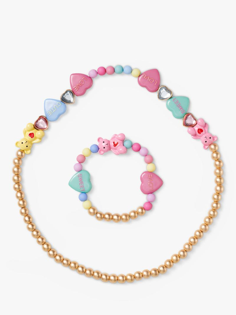 Stych teddy charm necklace and bracelet set multi 12cm - British product