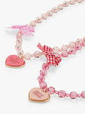 Stych best friend necklace set pink heart charms (British brand)