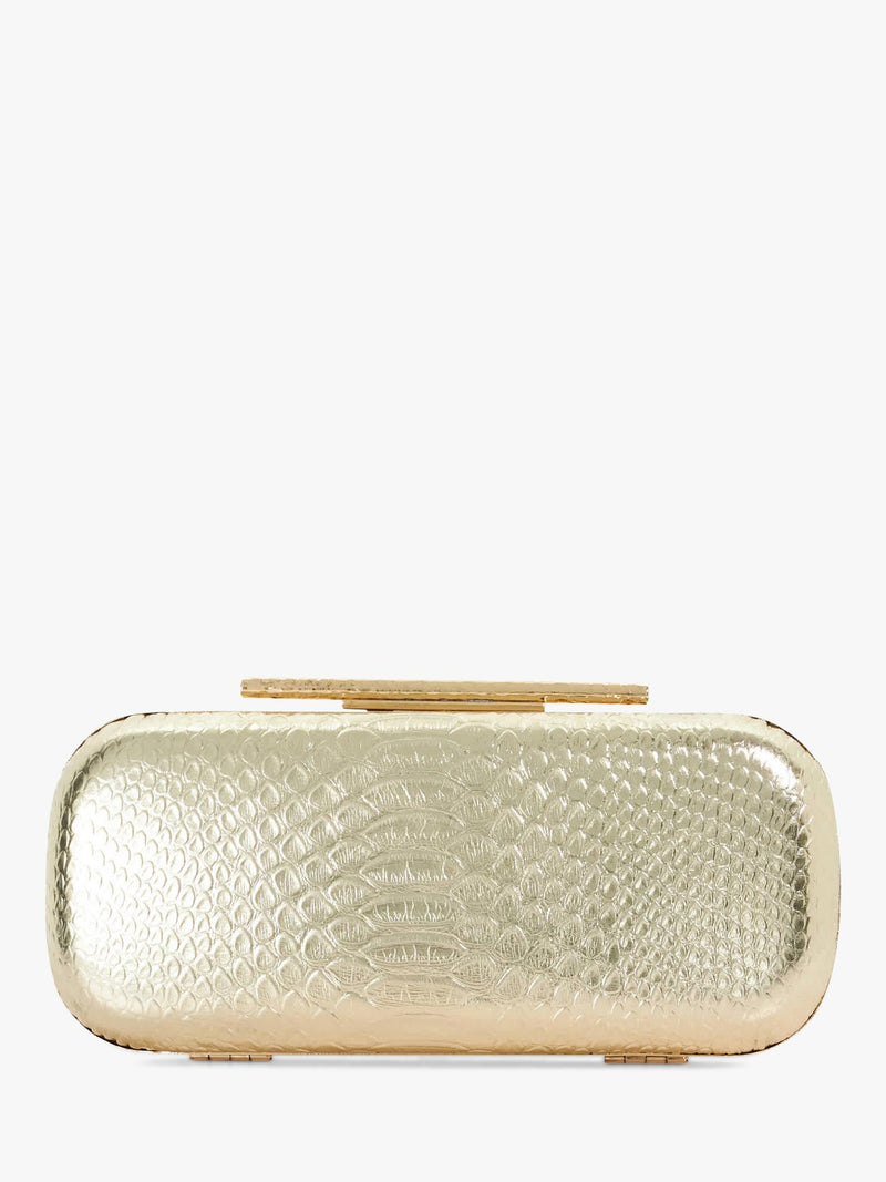 Dune London gold croc effect clutch bag, imported from the UK