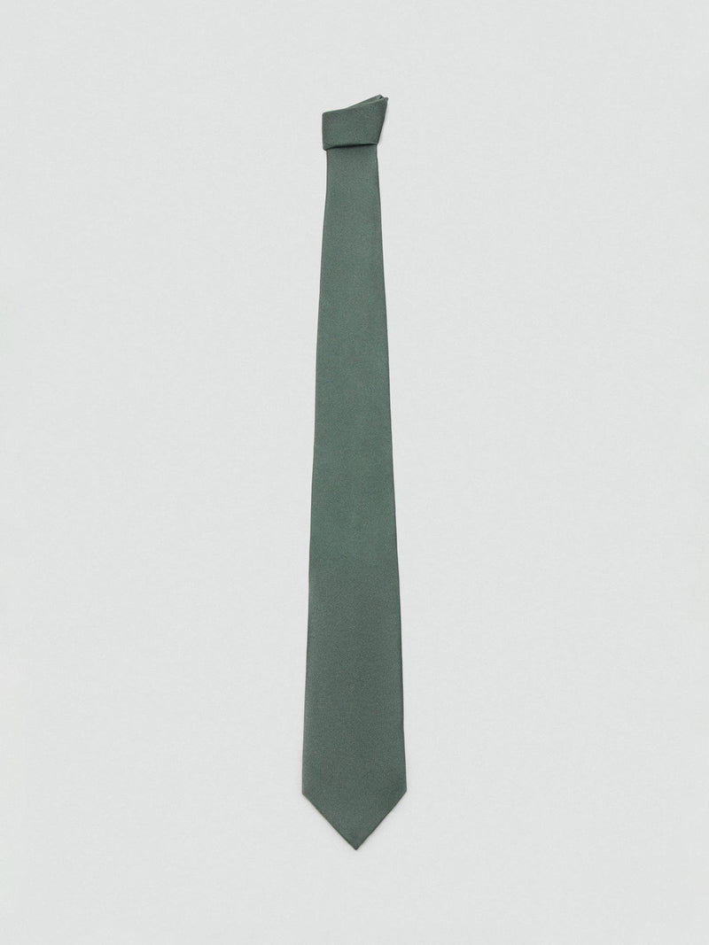 Mango basic silk blend tie in green - British product
