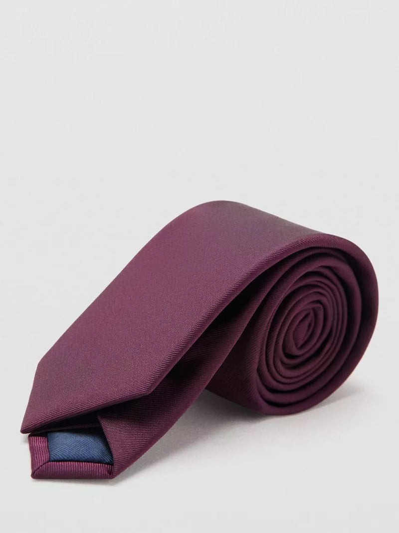 Mango plain tie in dark red with 6cm width, UK version