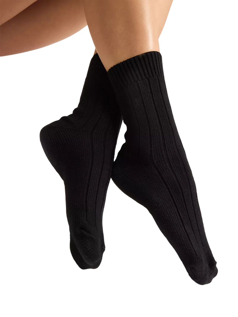 Nudea slouchy socks black organic cotton mix, UK version