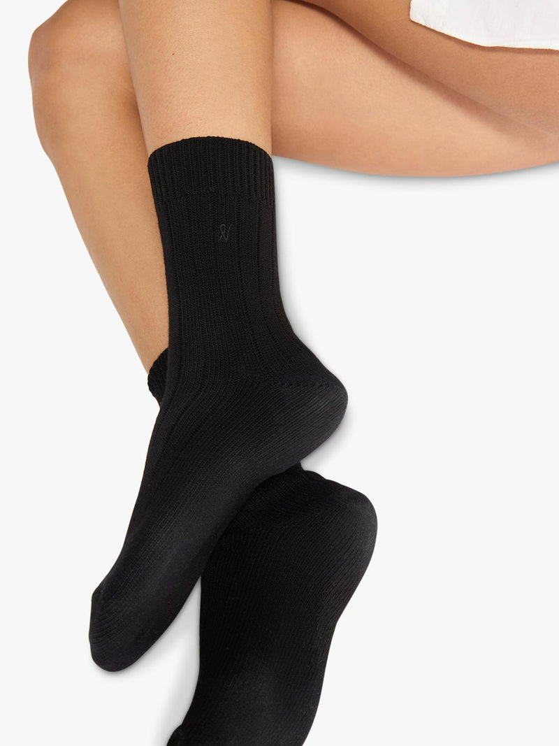 Nudea slouchy socks black organic cotton mix, UK version